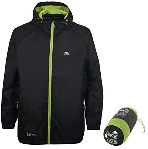 Trespass Unisex Erwachsene Qikpac Jacket Kompakt Zusammenrollbare Wasserdichte Regenjacke, Schwarz (Black), XL