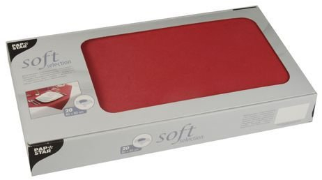 Papstar, 20 Mitteldecken, stoffähnlich, Vlies soft selection 80 cm x 80 cm rot, #82328