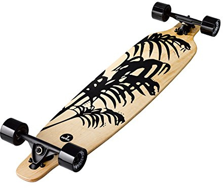 Ridge Longboard Twin Tip Drop Through Skateboard Downhill Slalom Cruiser Board, Natural/Schwarz, 103 cm, 5060427391391