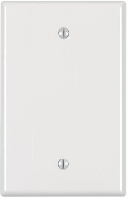 Leviton 1-Gang Blank Wallplate, Midway Size, PJ13-W, White