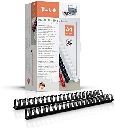 Peach PB432-02 - Peines de plástico para encuadernación (A4, 32 mm, 310 hojas, 50 unidades), color negro