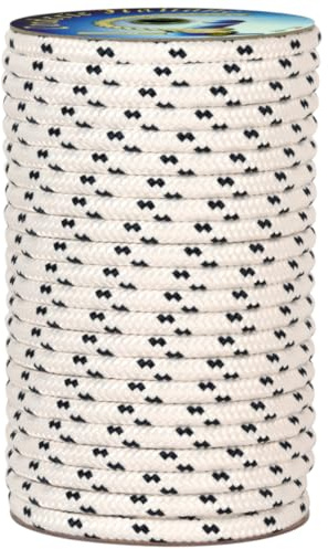 Corderie Italiane 006000747 Treccia mare multiuso giardino e fai da te, stabilizzato ai raggi U.V. resistente a intemperie e agenti atmosferici, 10 mm, 50 mt, colore bianco con spia blu