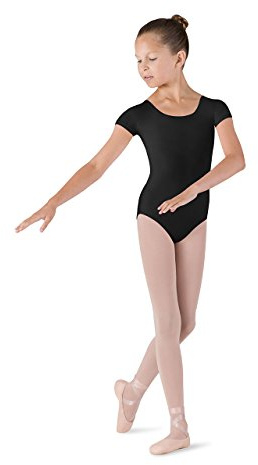 Bloch Dance Girls Dujour Microlux Short sleeve Leotard, Black, Size 12