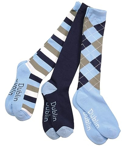 Dublin Socks 3 Pack, Navy/Sky, One Size
