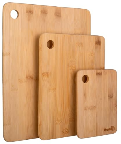 Premium Extra-Thick Wooden Chopping Boards - 3 Piece Bamboo Cutting Board Set for Carving Meat, Cheese, Bread, Vegetables - Bamboo Chopping Boards for Kitchens - by Homiu