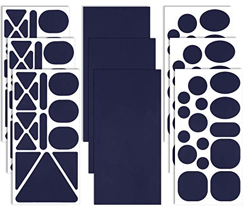 Syhood 9 Blatt Nylon Reparatur Flicken Selbstklebender Patch - Verschiedene Größen und Formen für Kleidung, Daunenjacke, Zeltkleidung, Tasche (Dunkelblau)