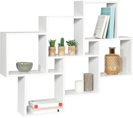 IDMarket - Etagère Murale Double Position Lucas Blanche