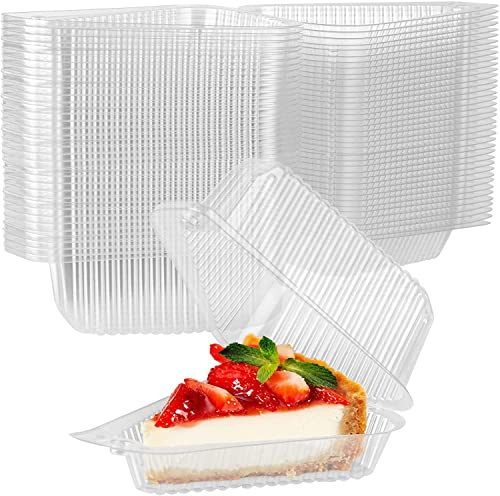 LATERN Lot de 100 boîtes à gâteau, 13 cm x 7 cm, individuelles, pour gâteaux au fromage, caissettes, cupcakes, boîtes alimentaires avec charnière en plastique transparent avec couvercle pour salades