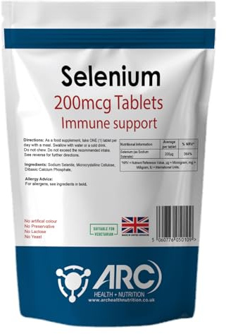 Selenium 200mcg 360 Supplement Tablets for Men & Women Vegetarian & Vegan Trace Mineral - Made in UK