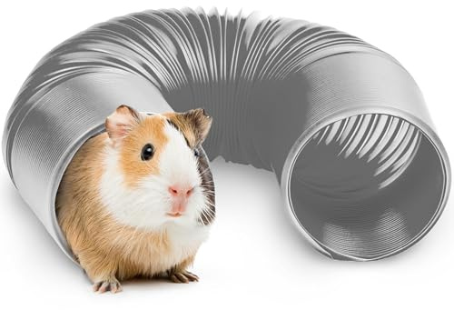 Guinea Pig Tunnels and Hamster Tubes - Fun Ferret Tunnels - Ideal Rat Cage Accessories - Collapsible Guinea Pig Toys for Boredom Relief - Grey