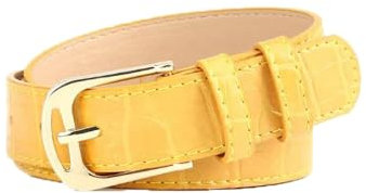 EcLusE Vintage Unisex Leder Gürtel mit Metallschnalle,Outdoor Sport Gürtel,Kleid Jean Gürtel, Gelb (B), 106