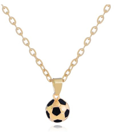 Ryaupy Fußball Anhänger Halskette, Edelstahl Fußball-Halskette, Fußball Charm Halskette 3D Fußball-Geschenke für Jungen Durchbrochene Unisex-schmuck (Gold)