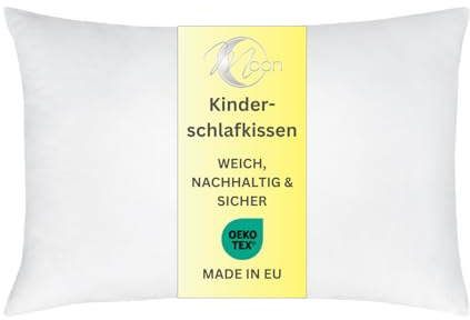 Moon Barnkudde 40 x 60 cm kudde med justerbar stödkraft, sovkudde, tvättbar vid 60 °C