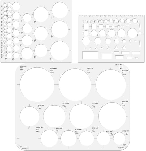 JSRQT 3-pack cirkelmallar linjaler för utformning, ritningar cirkulära mallar, cirkel rund schablon, cirkelspårare för arkitektur, konstnärsdesign ritverktyg