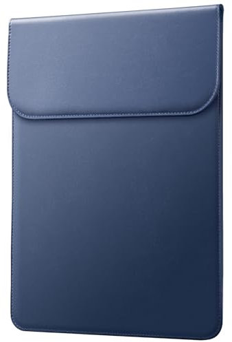JETech Dünn Laptoptasche Hülle für MacBook Pro 14-Zoll (M4/M3/M2/M1, 2021-2024), PU Ledertasche mit Magnetverschluss (Navy)
