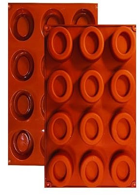 FUNCLIC Silikonform, 1 Savarinform mit Antihaftbeschichtung, Backform für Muffins, Brownies, Kuchen, Pudding, Eiswürfel, Gelee, Quiches (29,5 x 17 cm) – 12 Mulden