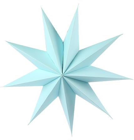SpirWoRchlan 9-Pointed 12 Inch Paper Star Lanterns Christmas Hanging Lamp Paper Decorations Shade Wedding Birthday Christmas Home Party Decorations Light Blue