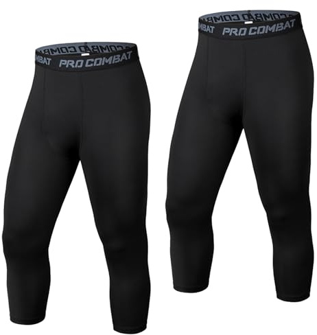 HULG Leggins Uomo 3/4,Leggings, Pantaloni e Collant da Corsa da Uomo,Pantaloni Palestra Uomo, Adatti per la Corsa, Il Jogging e Il Fitness (Black,l)