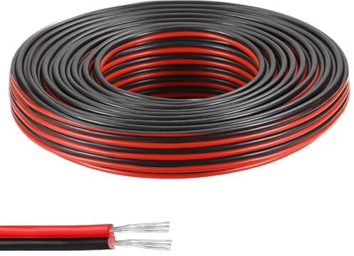 UQTUKO 22AWG Fil électrique, 10M 2 fils 0,3mm² 2 Toronné Cuivre Étamé Rouge Et Noir Cable Electrique Souple Rallonge Câble Cordon 12V pour Bande LED Câble électrique