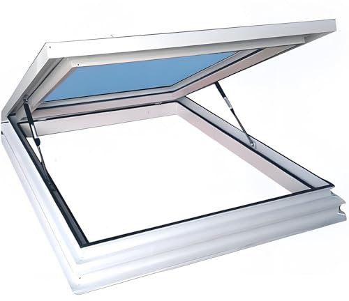 Claraboya para techo de casa, ventana pequeña en el techo de un edificio, ventana con pozo de iluminación para techo plano inclinado para ático interior, cubierta de claraboya para solárium, escalera(