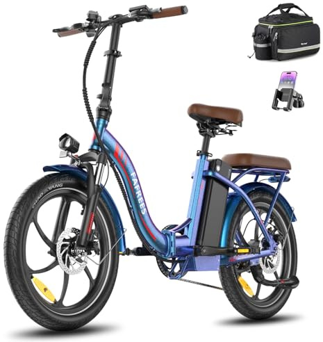 Fafrees F20+ PRO Bicicletta Elettrica, Bici Elettrica Pieghevole da 20 Pollici per Adulti, Batteria Rimovibile da 22,5Ah, 7-Velo, Mountain Bike Elettrica Da 250W, Autonomia 100 KM (Blu Aurora)