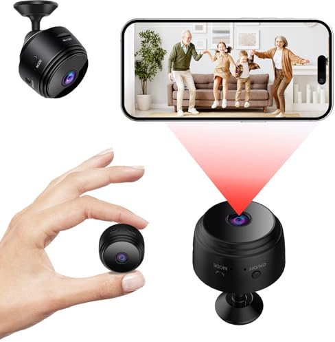 Genérico Camera Espion WiFi HD 1080p,Mini Camara Espia Oculta Interieur/ExtéRieur,CáMara De Detección De Movimiento y Sensores De Visión Nocturna,Mini Camara Espia WiFi Invisible con Audio