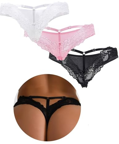 comeondear String Femme Sexy Grande Taille Tanga Dentelle Multicolore,3XL