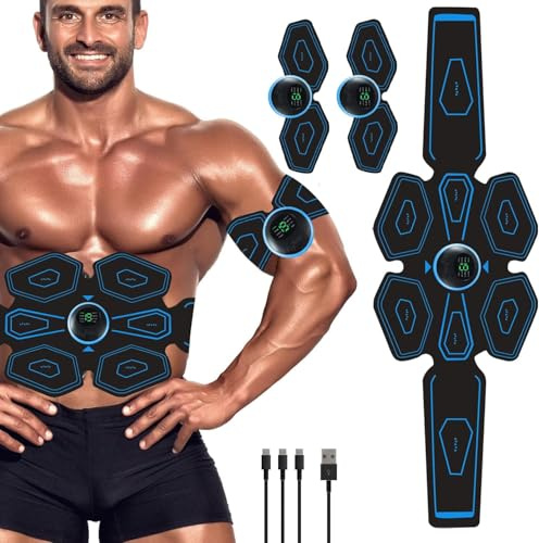 WARDBES Electrostimulateur Musculaire, 8 Modes et 18 Intensités,Rechargeable par USB, Ceinture Musculation Electrostimulation pour Abdos/Bras/Jambes/Fesses, Ceinture Abdominale Electrostimulation