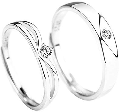 Passende Ringe für Paare nach Maß, Ringe aus 925er Sterlingsilber, Verlobungsring, Verstellbarer, polierter Kronenring mit Zirkonia
