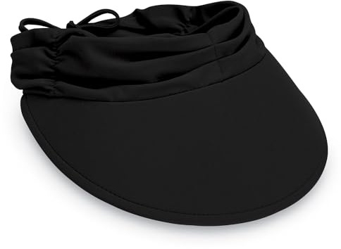 Wallaroo Women’s Aqua Sun Visor (Black) – Packable, Adjustable Fit, Medium Size, UV Protection, Water-Friendly, Breathable, Lightweight Visor for Beach, Poolside, Hiking, and Outdoor Activities