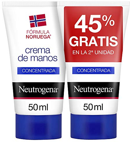 Neutrogena Duplo Crema de Manos Concentrada con Perfume (2 x 50 ml), crema de manos reparadora para pieles sensibles, crema para manos agrietadas y secas con glicerina y vitamina E
