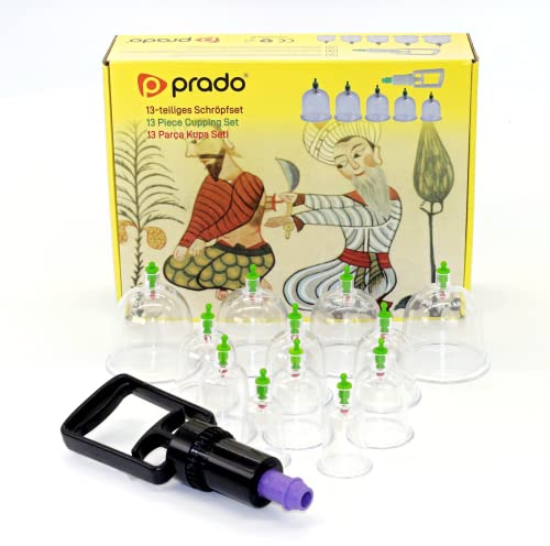 Set di coppette con 12 coppette in vetro (tazza) e pompa di aspirazione (pompa per sottovuoto), set di 13 coppette cinesi per fisioterapia (massaggio), sollievo dal dolore