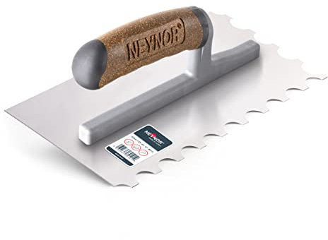 NEYNOR® Premium Truelle de Dentée - Platoir à enduit - Pro Taloche pour Colle en Acier Inoxydable TD - Crantée Outil de Tuile - Made in EU - Dent U-8