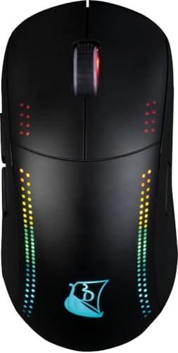 Konix Drakkar Souris Gaming sans Fil ambidextre Asgard pour PC - Batterie 600 mAh - Récepteur 2,4 GHz - Rétroéclairage LED - Noir