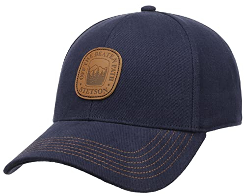 Stetson Off The Beaten Path Cap Herren One Size (ca. 55-60 cm) - Aus 100% Baumwolle - Gefüttert aus Baumwolle - Größenverstellbar durch Metallschnalle - Lederpatch - Herbst/Winter dunkelblau One Size