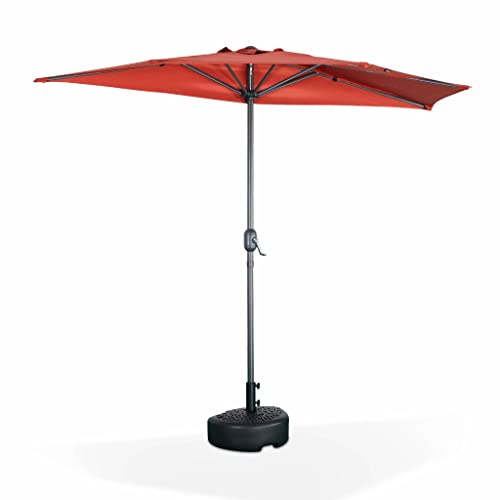 Alice's Garden - Parasol de balcon Ø250cm – CALVI – Demi-parasol droit. mât central en aluminium avec manivelle d’ouverture. toile terracotta