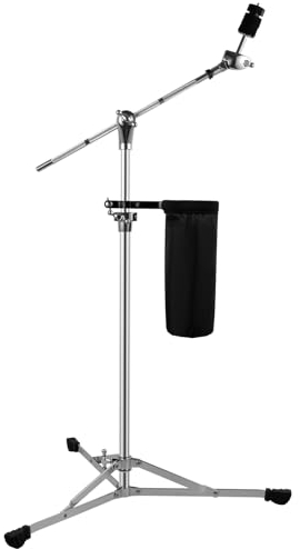 TENTOTEN Beckenständer mit Drumstick-Halterungen, Becken-Galgenständer, verstellbarer hoher Ausleger und gerader Combo, klassischer flacher Boden, Galgen-Beckenständer mit Gummifüßen