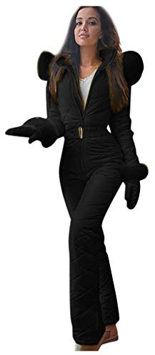 JokeLomple Damen Jumpsuit Skianzug - Skioverall Schneeanzug Wasserdicht Snowboardjacke mit Kapuze Warme Winter Skianzug Große Größe Skijacke Skifahren SäTze Skisuit Outdoor Winddichte Jumpsuit