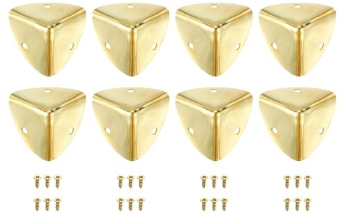 QUARKZMAN 8pz Protezioni Angolari Decorativa, 40mm Protezione per Bordi in Metallo, Paraspigoli Protezione Angoli Mobili con Viti, Oro