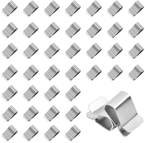 Sxutop 40 Pièces Clips a Ressort Inox U Clip en Acier Inoxydable Pince de Câble pour Solaires Kit de Fixation de Fil Métallique pour Grille Solaires Photovoltaïques Panneau 21 x 12 mm Ton Argenté