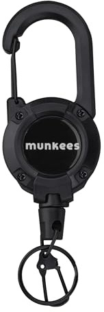munkees Nyckelring utdragbar karbinhake 64 cm stålrep – Badge rulle ID-hållare nyckelring – kontor (svart)