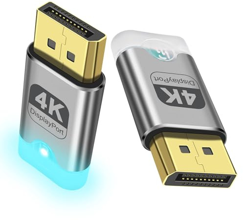 XMSJSIY 4K DP Dummy Plug DisplayPort Display EDID Emulator Kopfloser Geist mit LED-Licht virtuelle Anzeige Adapter unterstützt 3840x2160@60Hz für Remote PC Desktop - 2PCS