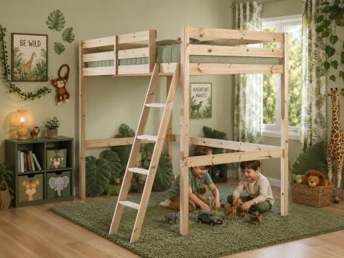 STRICTLY BEDS&BUNKS Celeste High Sleeper Bunk Bed, Heavy Duty Solid Pine 4ft Small Double – Suitable for Adults