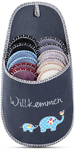 ONVAYA ABS Gästepantoffel Elephant | Elefant | 6er Set | Antirutsch | Hausschuhe | Gästeschuhe aus Filz