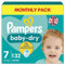 Pampers Baby-Dry Size 7, 132 Nappies, 15kg+, Monthly Pack, Up to a 100% Leak-Free Night