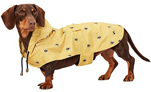 Rosewood x Joules Bee Print Packaway Dog Jacket, Medium – Lightweight Water-Resistant Coat with Hood, Adjustable Velcro Fastenings, Portable for Travel & Walks