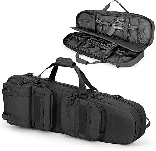 DSLEAF 36” Soft Rifle Case, Tactical Double Long Rifle Backpack & Padded Rifle Bag for Hunting and Shooting, Black