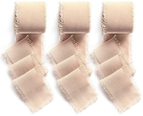 AOKSUNOVA Geschenkband Hochzeit Stoff Schleifenband Chiffon Bänder Seidenband Chiffonband Apricot