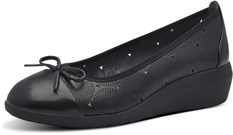 Jana Ballerines Femme à Talon compensé Vegan, Black, 38 EU