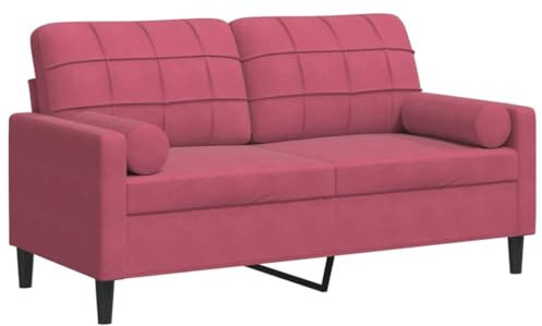 vidaXL 2-sitssoffa med prydnadskuddar vinröd 140 cm sammet